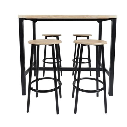 Table à manger haute avec 4 chaises/tabourets de bar - Table de bar avec tabourets de bar