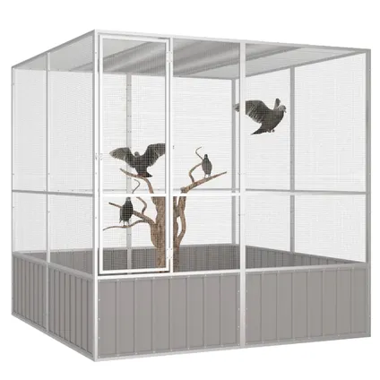 vidaXL Cage à oiseaux Gris 213,5x217,5x211,5 cm Acier galvanisé 2