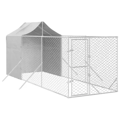 vidaXL Chenil d'extérieur pour chiens avec toit argenté 2x6x2,5 m 3