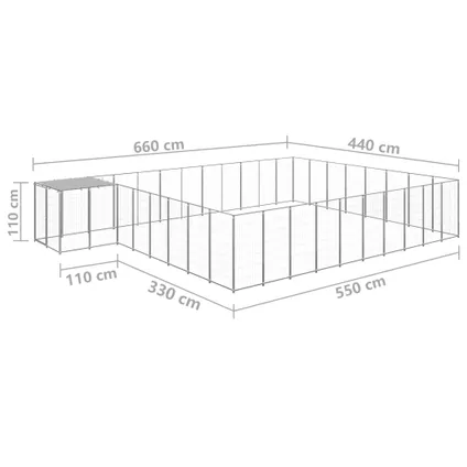 vidaXL Hondenkennel 25,41 m² staal zilverkleurig 6