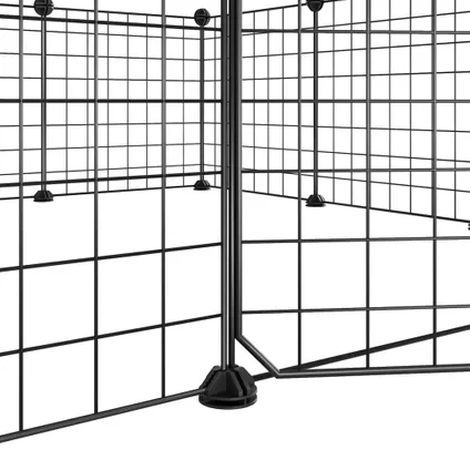 vidaXL Cage animaux de compagnie à 12 panneaux et porte Noir 6