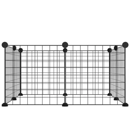 vidaXL Cage animaux de compagnie à 8 panneaux Noir 35x35 cm Acier 3