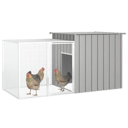 vidaXL Cage pour poules Gris 200x91x100 cm Acier galvanisé 2