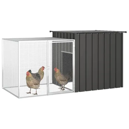 vidaXL Cage pour poules Anthracite 200x91x100 cm Acier galvanisé 2