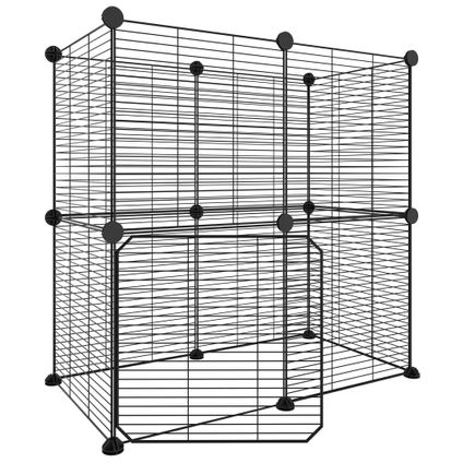 vidaXL Cage animaux de compagnie à 12 panneaux et porte Noir