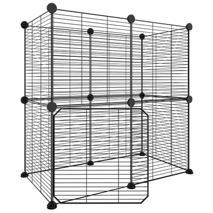 vidaXL Cage animaux de compagnie à 12 panneaux et porte Noir