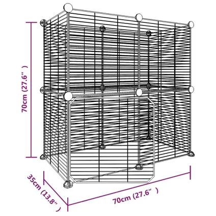 vidaXL Cage animaux de compagnie à 12 panneaux et porte Noir 4