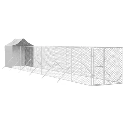 vidaXL Chenil d'extérieur pour chiens avec toit argenté 2x14x2,5 3