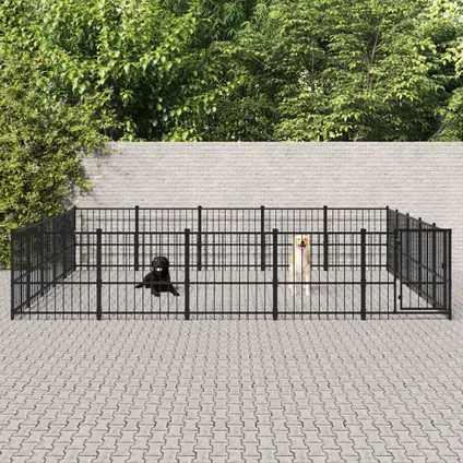 vidaXL Chenil d'extérieur pour chiens Acier 23,52 m² 2
