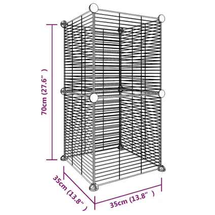 vidaXL Cage animaux de compagnie à 8 panneaux Noir 35x35 cm Acier 4