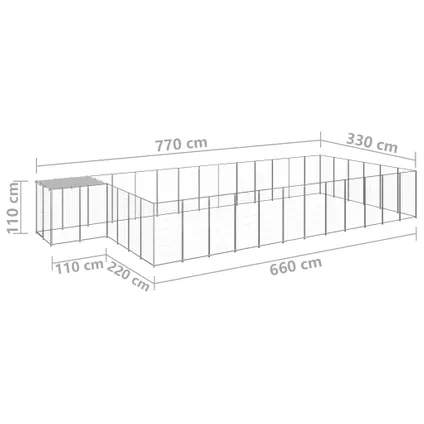 vidaXL Hondenkennel 22,99 m² staal zilverkleurig 6