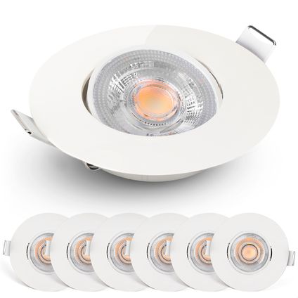EMOS Select Dimbare Inbouwspots - Warm Wit - Geïntegreerde LED - Lage inbouwdiepte - 6 stuks - Wit