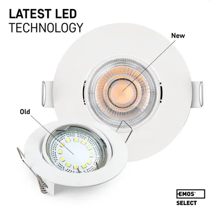 EMOS Select Dimbare Inbouwspots - Warm Wit - Geïntegreerde LED - Lage inbouwdiepte - 6 stuks - Wit 2
