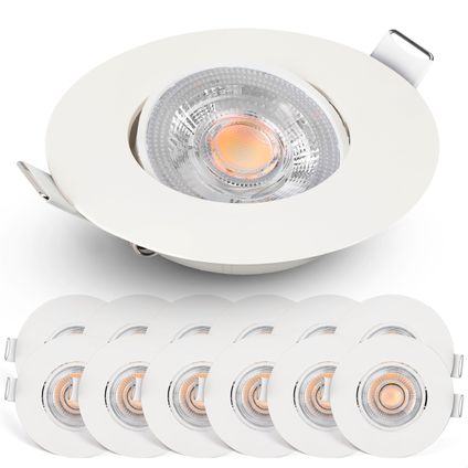 EMOS Select Dimbare Inbouwspots - Warm Wit - Geïntegreerde LED - Lage inbouwdiepte - 12 stuks - Wit