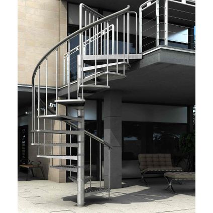 Escalier extérieur en colimaçon Garden Spin - Sogem - acier et zinc - diamètre 155 cm - 13 marches