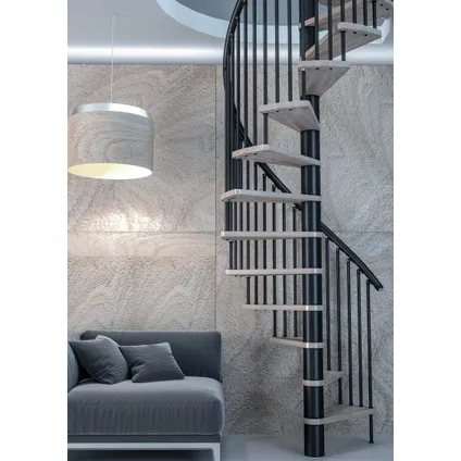 Escalier en colimaçon Kappa - Sogem - diamètre 140 cm - noir - marches en hêtre - avec balustrade 2
