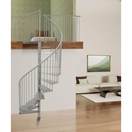 Escalier en colimaçon Portofino - Minka - acier - revêtement en poudre gris - diamètre 160 cm