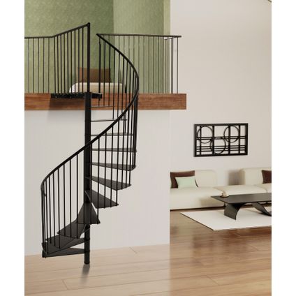Escalier en colimaçon Portofino - Minka - acier - revêtement en poudre noir - diamètre 140 cm