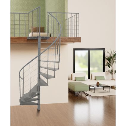 Escalier en colimaçon Milano - Minka - acier - revêtement en poudre gris mat - diamètre 140 cm