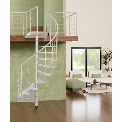 Escalier en colimaçon Milano - Minka - acier - revêtement en poudre blanc mat - diamètre 160 cm