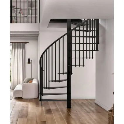 Escalier en colimaçon Portofino - Minka - acier - revêtement en poudre noir - diamètre 160 cm 2