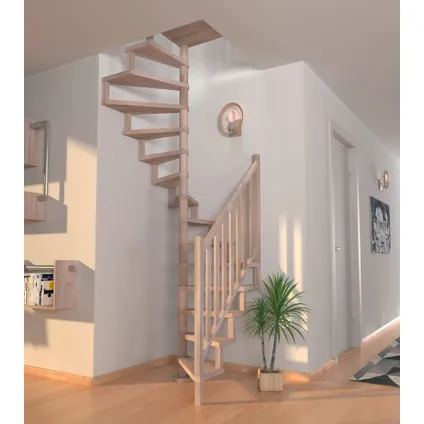 Escalier en colimaçon Square Luxe - Sogem - hêtre - diamètre 140 cm - avec balustrade 2