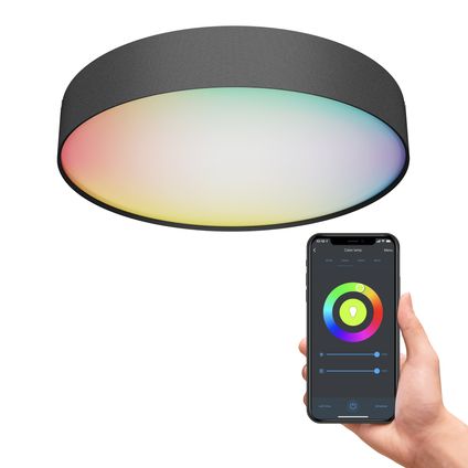 Calex Slimme Plafondlamp - Plafonnière 30cm - RGB en Warm Wit - Zwart