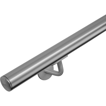 Rampe d'escalier HandyStairs en acier inoxydable - diamètre 42,4 mm - supports compris - 150 cm
