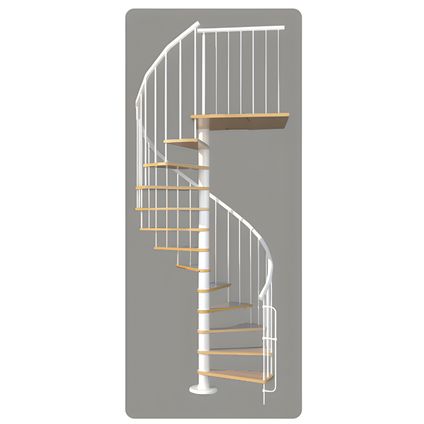 HandyStairs escalier colimaçon en métal "Bari" - 12 marches en hêtre pour hauteur 293cm - diamètre 160cm - Blanc
