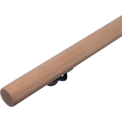 Rampe d'escalier en bois HandyStairs - Ø 45 mm - Hêtre jointé - laqué - Extrémités droites - 400 cm