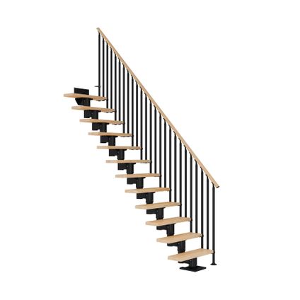 Dublin Chêne - Sogem - noir - 12 marches - escalier droit - rampe 3 balustres - 61cm