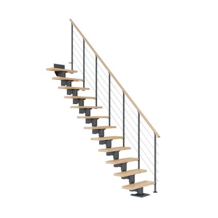 Dublin Chêne - Sogem - anthracite - 12 marches - escalier droit - câblage horizontal - 71cm
