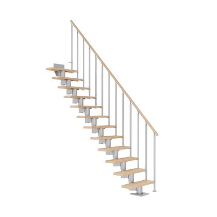 Dublin Chêne - Sogem - gris - 15 marches - escalier droit - rampe 2 balustres - 71cm