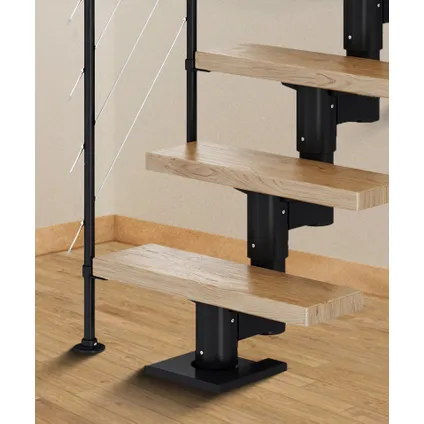 Sogem - Dublin Oak - zwart - 13 treden - rechte trap - horizontale bedrading - 71cm 2