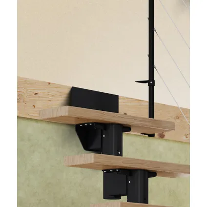 Sogem - Dublin Oak - zwart - 13 treden - rechte trap - horizontale bedrading - 71cm 3