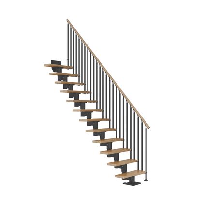 Dublin Chêne - Sogem - anthracite - 11 marches - escalier droit - rampe 3 balustres - 61cm