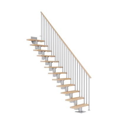 Escalier Dublin - Sogem - gris - chêne - 11 marches - droit - rampe 3 balustres - 61cm