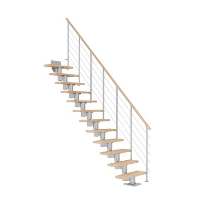 Escalier Dublin - Sogem - gris - chêne - 12 marches - droit - câblage horizontal - 71cm