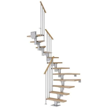 Dublin Chêne - Sogem - gris - 11 marches - escalier en U - rampe 3 balustres - 71cm