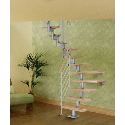 Dublin Chêne - Sogem - gris - 11 marches - escalier en U - câblage horizontal - 61cm