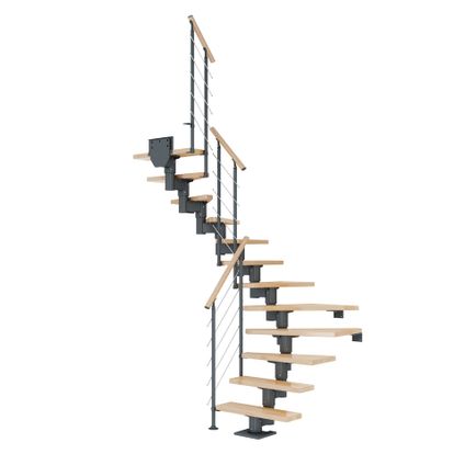 Dublin Chêne - Sogem - anthracite - 12 marches - escalier en U - câblage horizontal - 61cm