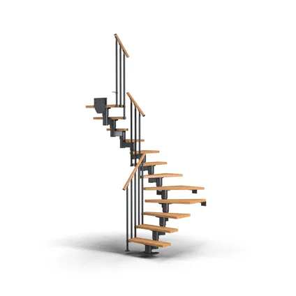 Dublin Chêne - Sogem - anthracite - 15 marches - escalier en U - rampe 3 balustres - 71cm 2