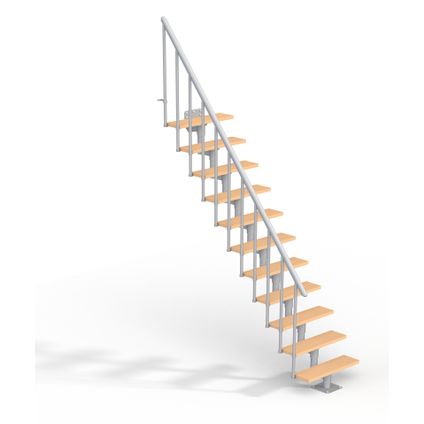 Escalier gain de place Dallas - Sogem - gris - hêtre - escalier droit - 11 marches