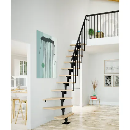 Escalier gain de place Dallas - Sogem - gris - hêtre - escalier droit - 11 marches 8