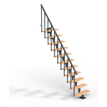 Escalier gain de place Dallas - Sogem - anthracite - hêtre - escalier droit - 11 marches