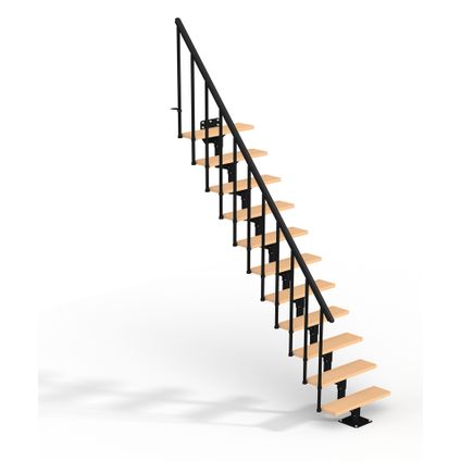 Sogem - Ruimtebesparende trap Dallas - zwart - beuken - rechte trap - 11 treden