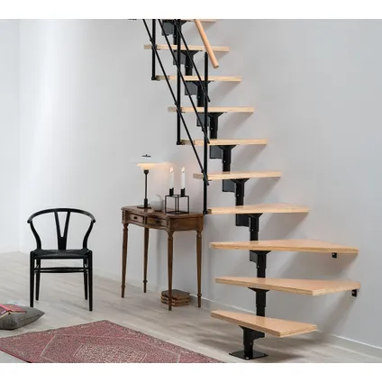 Escalier gain de place Lyon - Sogem - noir - hêtre - 11 marches - hauteur 282 cm 2