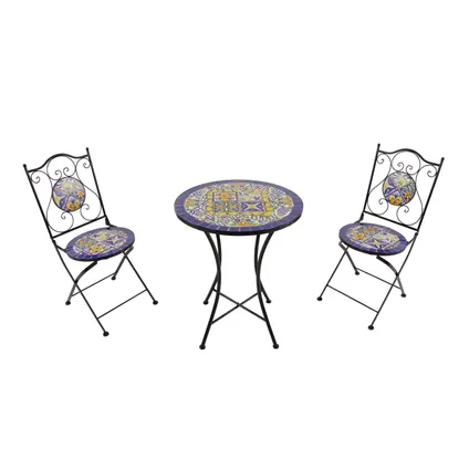 AXI Amélie Bistroset met Tafel en 2 stoelen - blauw/geel Mozaïek 2