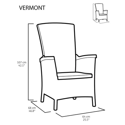 Allibert Vermont Chaise de jardin - Lot de 2 - 64x68x107cm - Graphite 2
