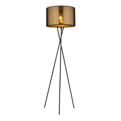 Tripot vloerlamp met goudkleurige kunststof kap | Metaal | ø 48,5 cm | Woonkamer | Slaapkamer |